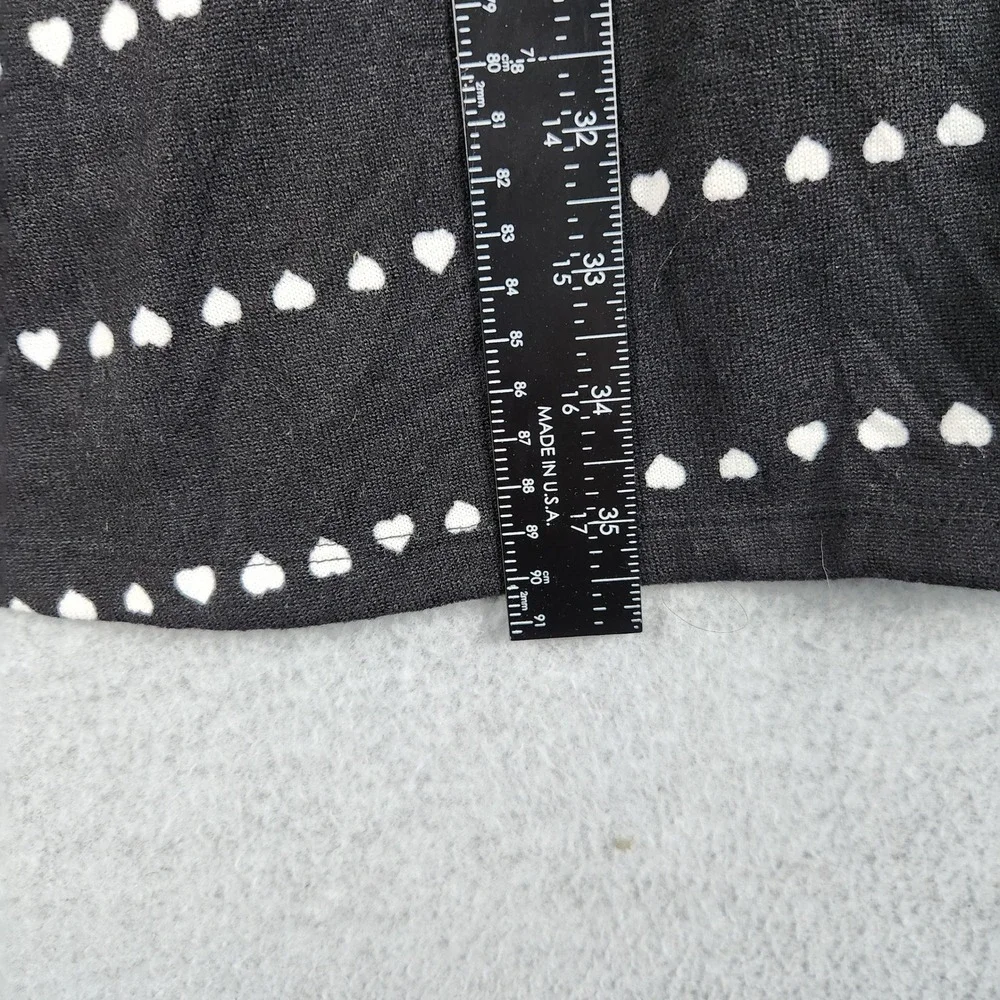 LuLaRoe Longline Cardigan Womens XL Black Joy Heart Print‎ Pockets Open Front